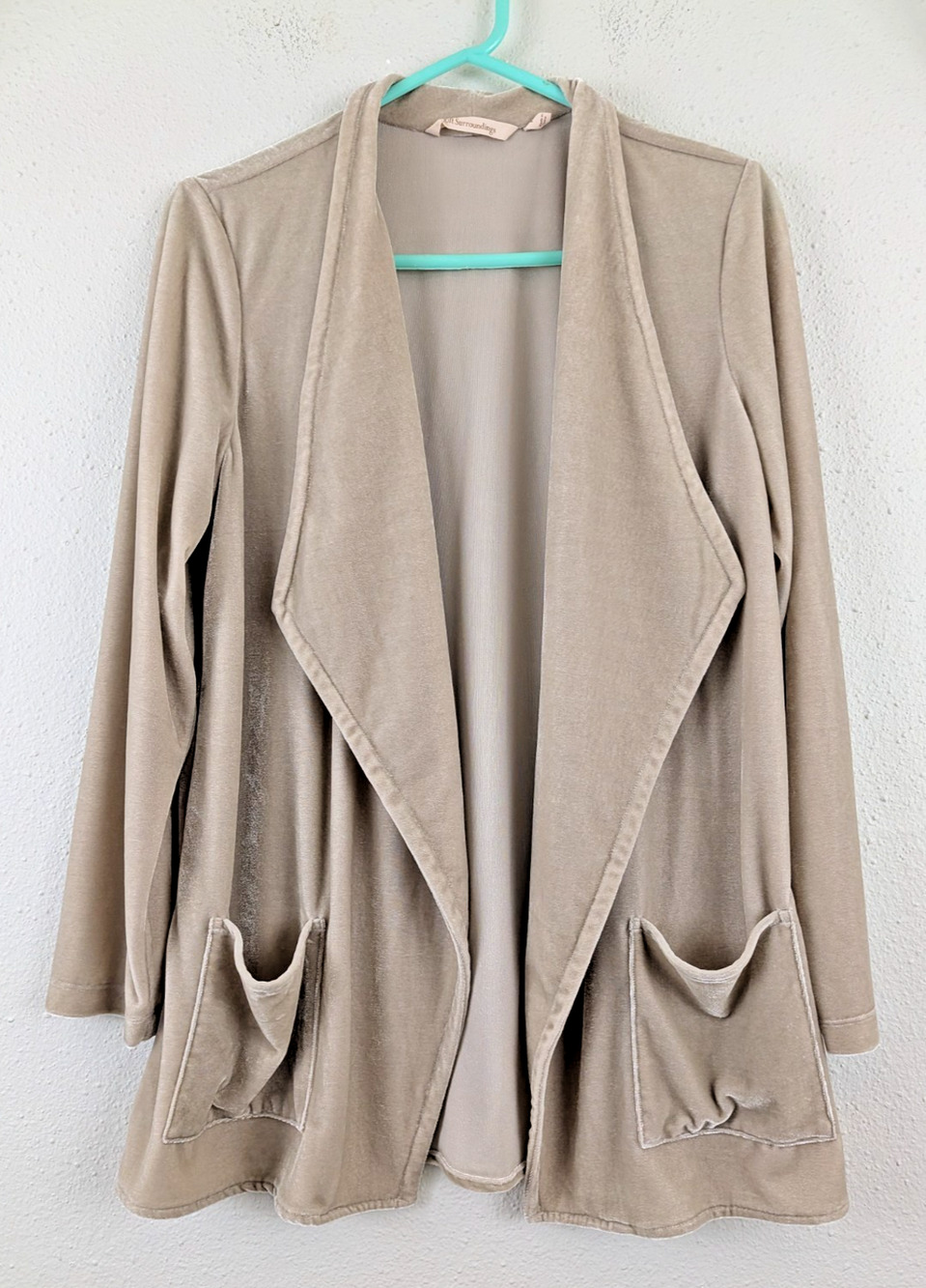 Soft Surroundings sz LP Open Front Cardigan Jacket velvet velour soft 0551